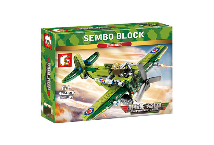 Конструктор Sembo Block Боевой самолёт с винтом (зелёный)