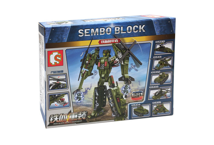 Конструктор Sembo Block Военный трансформер 6 в 1: Вертолёт разведки