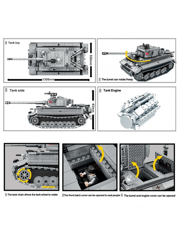 Конструктор MEI LIAN Немецкий танк PZ VI Ausf. E Tiger 1