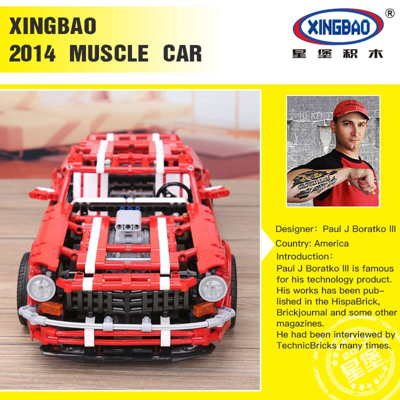Конструктор Xingbao аналог Lego MOC 1352 Красный muscle car Chevrolet Camaro SS