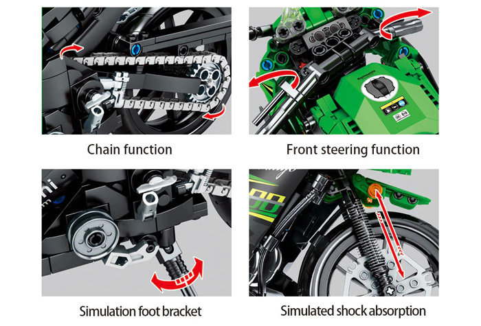 Конструктор Sembo Block Мотоцикл Kawasaki Ninja 400