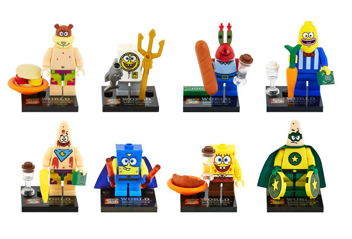 SY177BOX Губка Боб (Sponge Bob) комплект коллекционных минифигурок в боксе SY177BOX