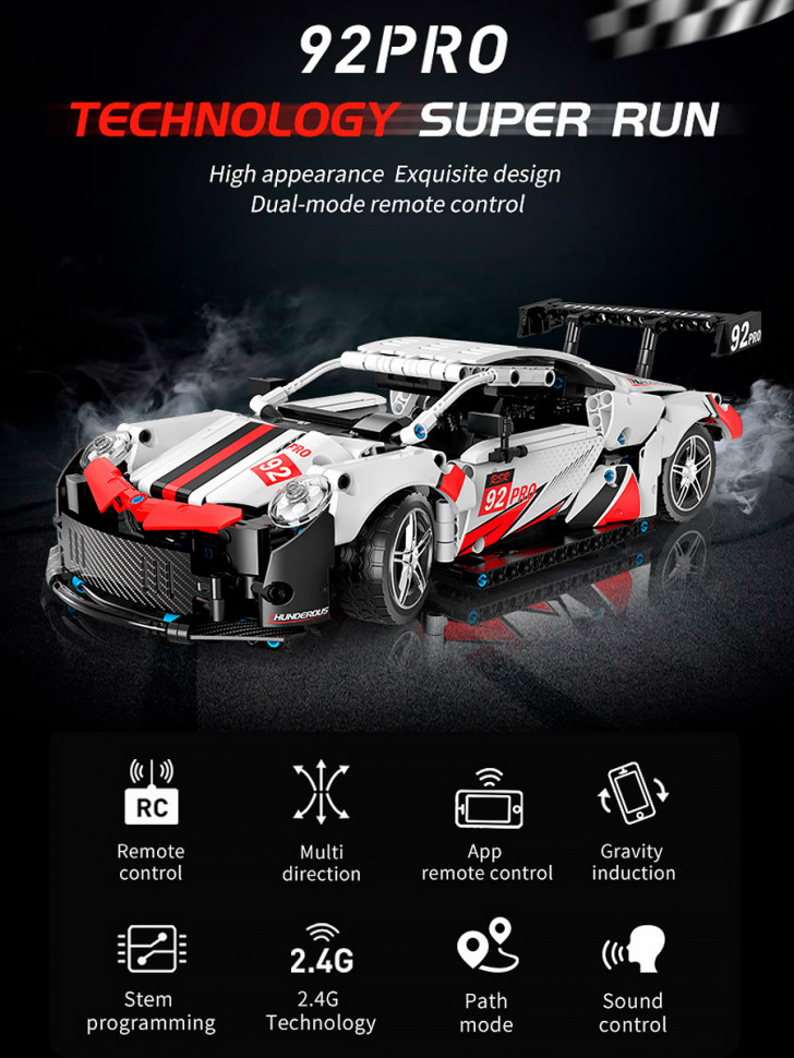 Конструктор KeeYee World Спорткар Porsche 911 RSR на радиоуправлении