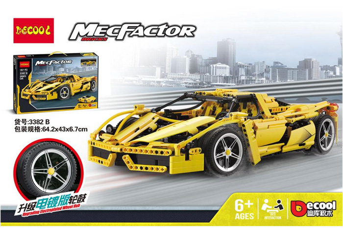 Конструктор Decool аналог Lego Technic Жёлтый спорткар Enzo Ferrari 1:10