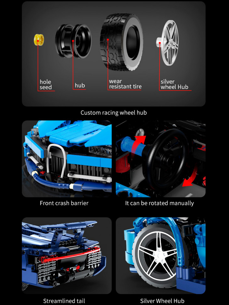 Конструктор KeeYee World Спорткар Bugatti Chiron на радиоуправлении