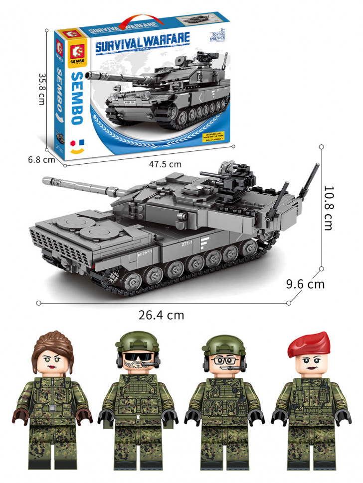 Конструктор Sembo Block Основной боевой танк Leopard 2A7+