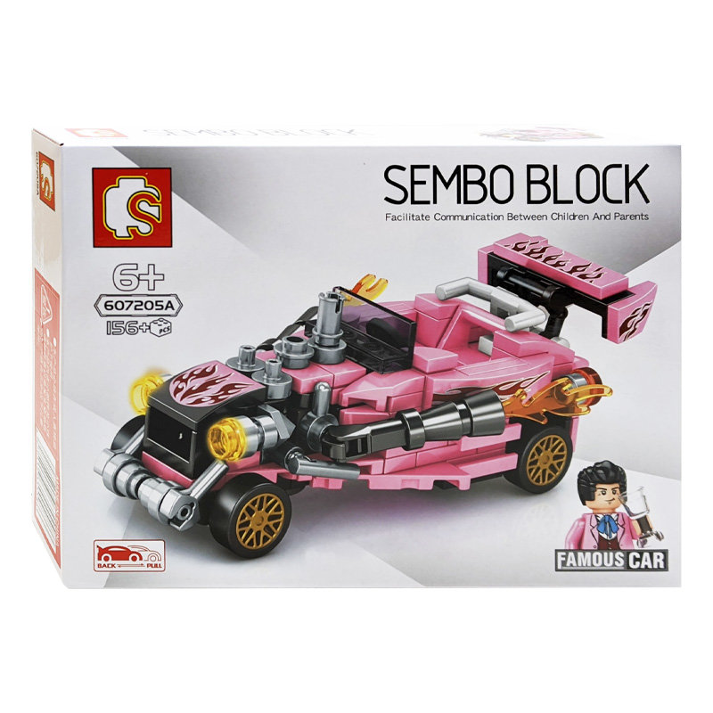 Конструктор Sembo Block Гоночный кабриолет: розовый