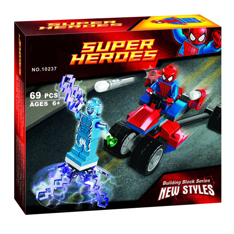Конструктор BELA аналог Lego Super Heroes 76014 Трехколесный байк Человека-Паука против Электро