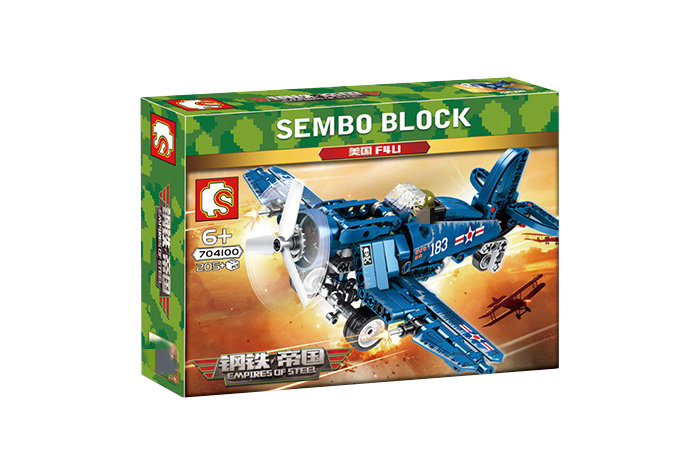 Конструктор Sembo Block Боевой самолёт с винтом (синий)