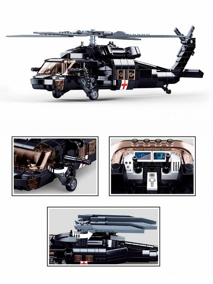Конструктор Sluban Многоцелевой вертолет Sikorsky UH-60 Black Hawk