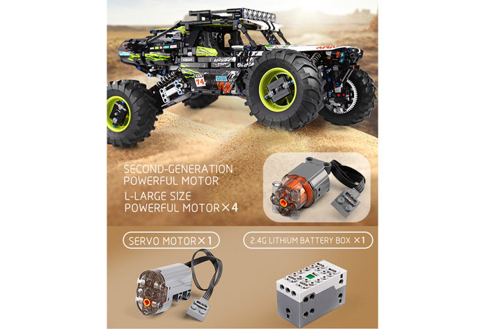 Конструктор Mould King (аналог Lego MOC 19517) Зелёный багги 4WD на радиоуправлении