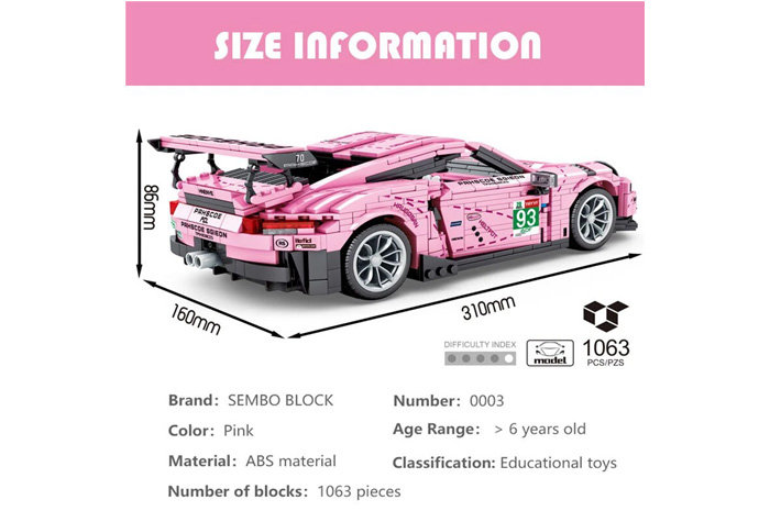 Конструктор Sembo Block (SY) Спорткар Porsche 911 GT3 RX (розовый)