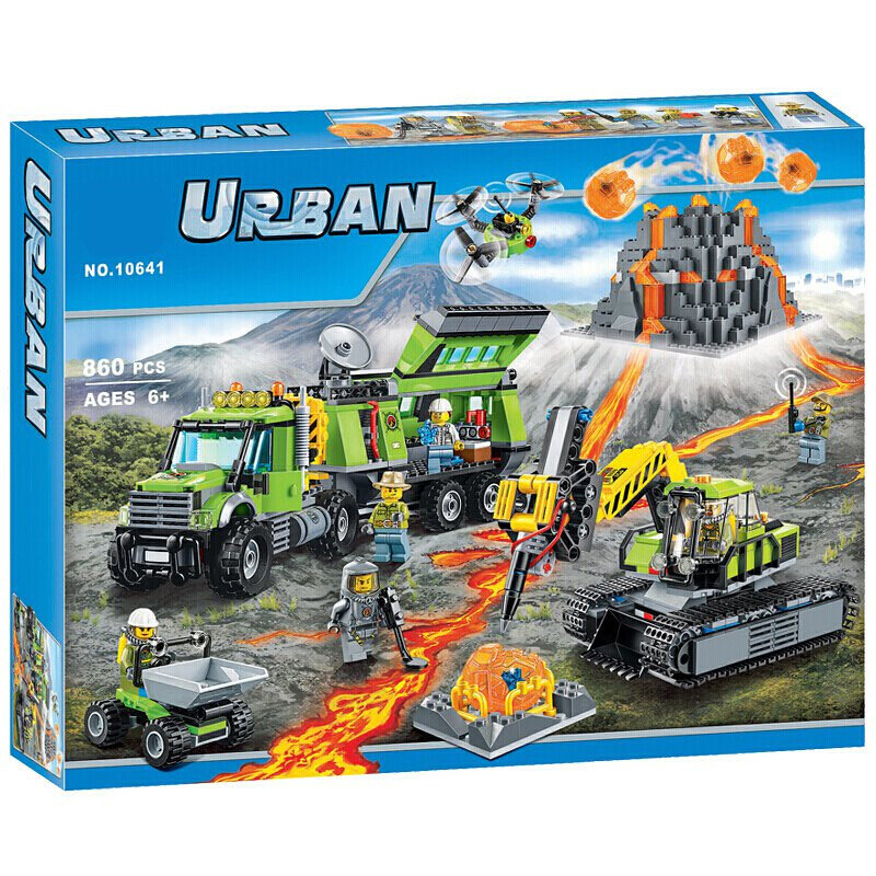 Конструктор BELA аналог Lego City 60124 База исследователей вулканов