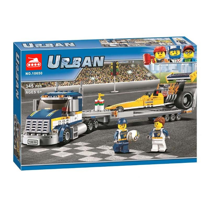 Конструктор аналог Lego City 60151 Грузовик для перевозки драгстера